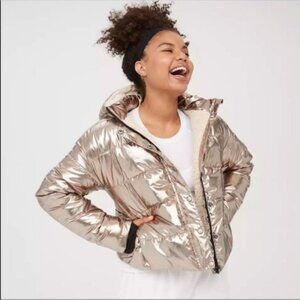 Offline By Aerie Rose Gold Metallic Sherpa Lined Puffer  Jacket. Size SP